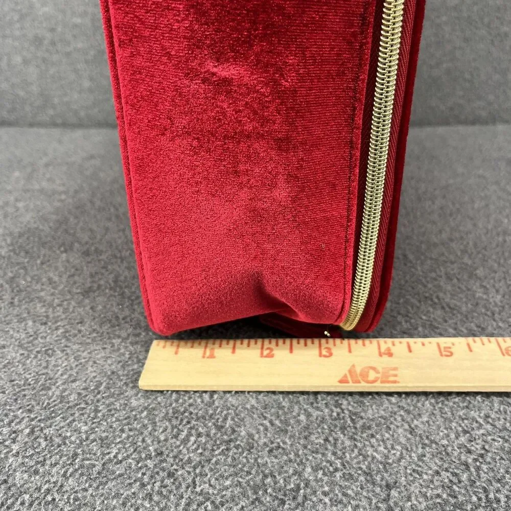 Estée Lauder Red Velvet Star Cosmetic Travel Train‎ Bag Gold Zipper Recycled